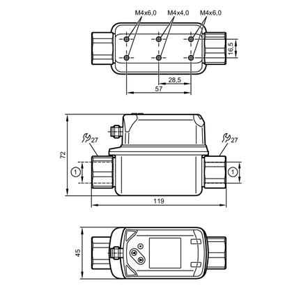 Przepływomierz wirowy (Vortex) z wyświetlaczem SVN12XXX50KG/US-100 (SV4614) - IFM