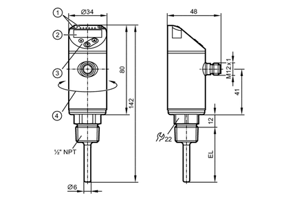 Czujnik temperatury z wyświetlaczem TN-050KLBN12-MFRKG/US/ (TN2313) - IFM