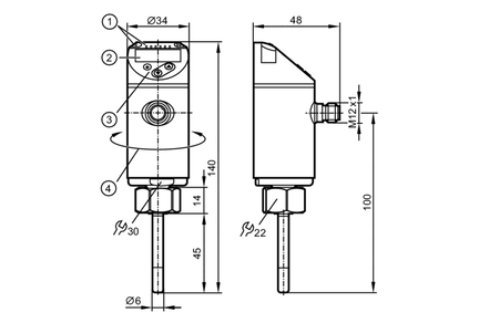 Czujnik temperatury z wyświetlaczem TN-045KCBD18-QFPKG/US/ (TN7511) - IFM
