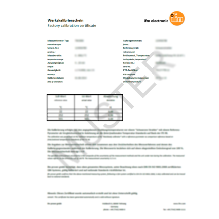 Certyfikat kalibracji ISO dla czujników  przepływu (ZC0054) - IFM