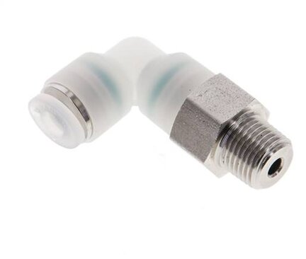 Złączka kątowa wtykowa R 1/8"-4, IQS-PVDF - Sang-A