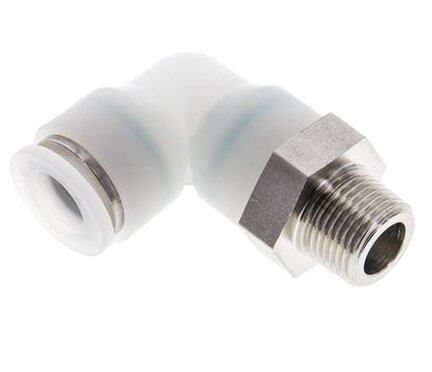 Złączka kątowa wtykowa R 3/8"-12, IQS-PVDF - Sang-A
