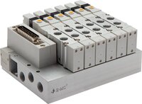 Wyspa zaworowa S2V z zaworami 5/2 n=6, Multi-pin, wyjścia G1/8 w zaworach - Emc