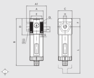 Filtr sprężonego powietrza SY2 G 3/8, filtracja 5 um, automat. spust kondensatu - Metal Work