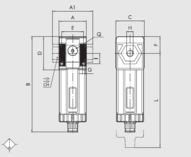 Filtr sprężonego powietrza SY1 G 1/4, filtracja 5 um, automat. spust kondensatu - Metal Work
