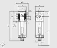 Filtr sprężonego powietrza SY2 G 3/4, filtracja 5 um, ręczny spust kondensatu - Metal Work
