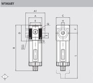 Filtr dokładny SY1 G 1/8, ręczny spust kondensatu - Metal Work