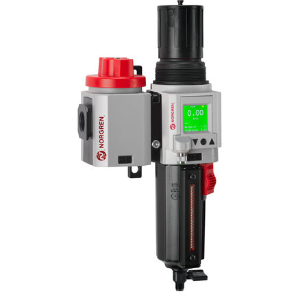 Filtr/regulator Excelon Plus z zaworem odcinającym, G1/2, ręczny spust, zintegrowany elektroniczny czujnik ciśnienia (TB84-471GE) - Norgren
