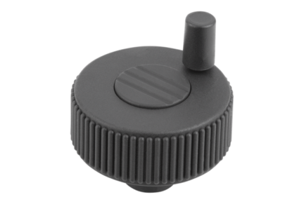 Kółko Radełkowane z rękojeścią termoplast ciemnoszary RAL 7021 (06268-1308) - Norelem
