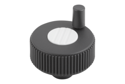 Kółko Radełkowane z rękojeścią termoplast ciemnoszary RAL 7021 (06268-23085) - Norelem