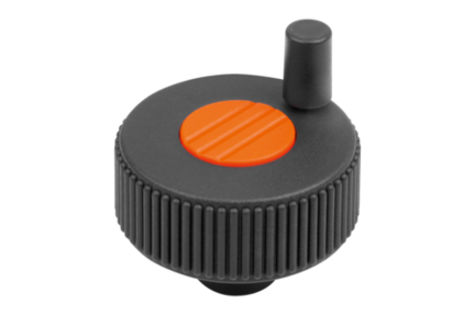 Kółko Radełkowane z rękojeścią termoplast ciemnoszary RAL 7021 (06268-11061) - Norelem