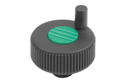 Kółko Radełkowane z rękojeścią termoplast ciemnoszary RAL 7021 (06268-23082) - Norelem
