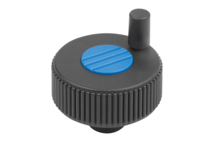 Kółko Radełkowane z rękojeścią termoplast ciemnoszary RAL 7021 (06268-23083) - Norelem