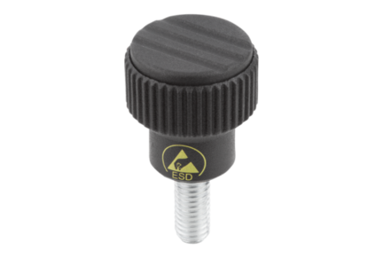 Pokrętło Radełkowane antystatyczny termoplast czarny RAL 9011 (06092-1110624X15) - Norelem