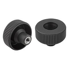 Kółko Radełkowane termoplast ciemnoszary RAL 7021 (06267-13A5) - Norelem