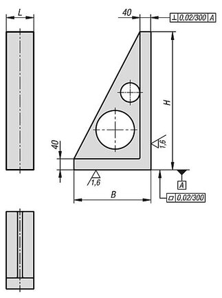 Płyta Bazowa Pionowa wąski GJL300 (01245-100281050) - Norelem