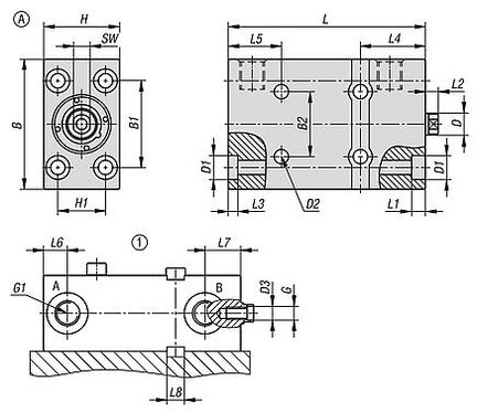 Siłownik blokowy, hydrauliczny (04624-50-163211011) - Norelem