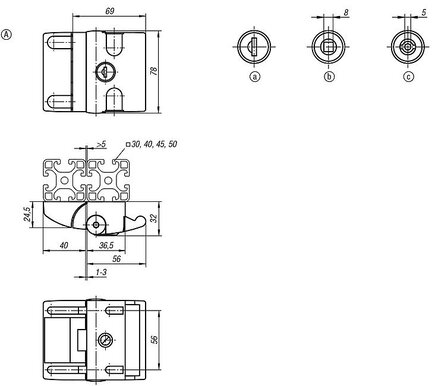 Zamkniecie aluminium czarny (05598-145561) - Norelem