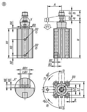 Docisk Odchylny pneumatyczny aluminium srebrny (05626-22010) - Norelem