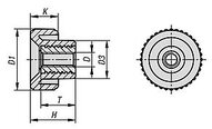 Nakrętka Radełkowana termoplast ciemnoszary RAL 7021 (06014-2006) - Norelem