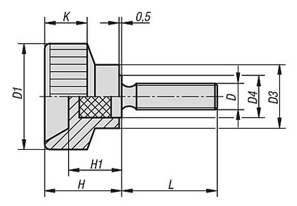 Śruba Radełkowana duroplast (06091-05X10) - Norelem
