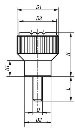 Pokrętło Radełkowane termoplast ciemnoszary RAL 7021 (06092-03101X20) - Norelem