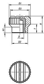 Pokrętło Radełkowane termoplast ciemnoszary RAL 7021 (06094-005) - Norelem
