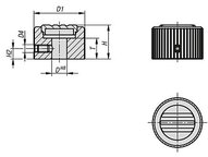 Pokrętło Radełkowane zacisk z trzpieniem gwintowanym aluminium czarny anodowany (06096-34105) - Norelem