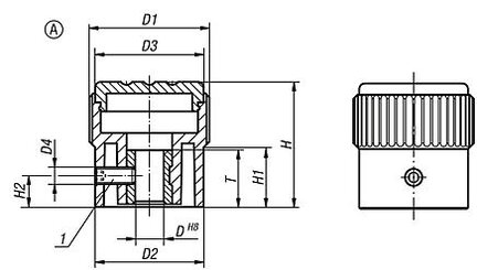 Pokrętło Radełkowane termoplast ciemnoszary RAL 7021 (06100-13085) - Norelem