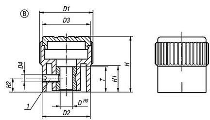 Pokrętło Radełkowane termoplast ciemnoszary RAL 7021 (06100-2105) - Norelem