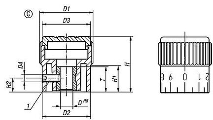Pokrętło Radełkowane termoplast ciemnoszary RAL 7021 (06100-3105) - Norelem