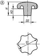 Pokrętło Gwiaździste aluminium z bębnowaniem (06192-14008) - Norelem