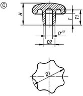 Pokrętło Gwiaździste aluminium polerowany (06192-340082) - Norelem