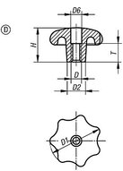 Pokrętło Gwiaździste aluminium polerowany (06192-440082) - Norelem