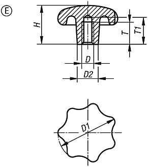 Pokrętło Gwiaździste aluminium polerowany (06192-540082) - Norelem