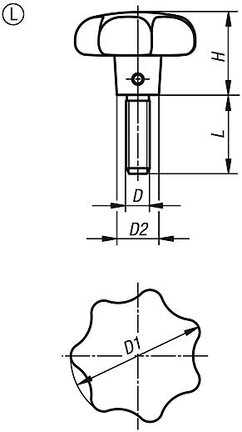 Pokrętło Gwiaździste aluminium z bębnowaniem (06192-64008X20) - Norelem