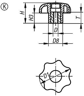 Pokrętło Gwiaździste antystatyczny termoplast czarny RAL 9011 (06220-1120824) - Norelem