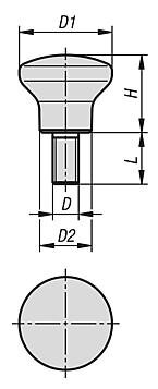 Przycisk Grzybkowy polerowane duroplast czarny (06239-2506X10) - Norelem