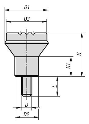 Przycisk Grzybkowy termoplast ciemnoszary RAL 7021 (06242-AEX20) - Norelem