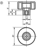 Kółko Radełkowane termoplast ciemnoszary RAL 7021 (06266-11A2) - Norelem