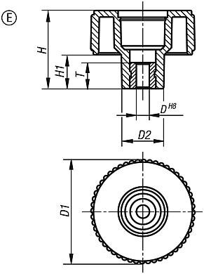 Kółko Radełkowane termoplast ciemnoszary RAL 7021 (06266-31CM) - Norelem