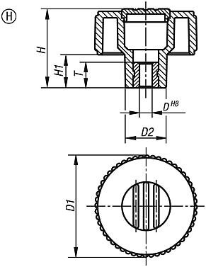 Kółko Radełkowane termoplast ciemnoszary RAL 7021 (06266-43CO5) - Norelem
