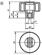 Kółko Radełkowane termoplast ciemnoszary RAL 7021 (06266-43CO5) - Norelem