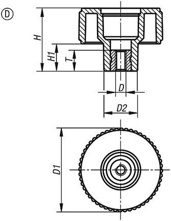 Kółko Radełkowane termoplast ciemnoszary RAL 7021 (06267-13A5) - Norelem