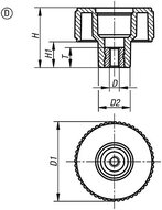 Kółko Radełkowane termoplast ciemnoszary RAL 7021 (06267-13A5) - Norelem