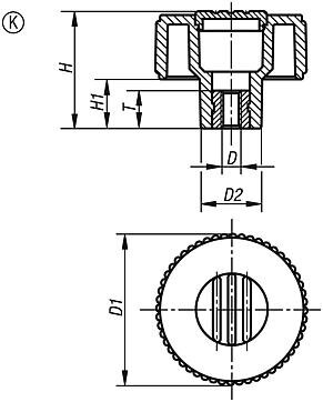 Kółko Radełkowane termoplast ciemnoszary RAL 7021 (06267-21082) - Norelem