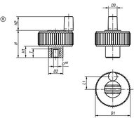 Kółko Radełkowane z rękojeścią termoplast ciemnoszary RAL 7021 (06268-2106) - Norelem