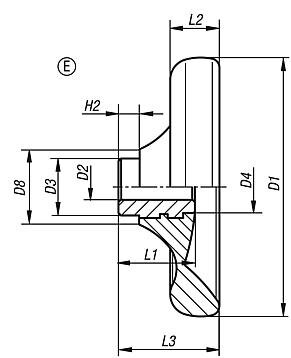 Koło Ręczne otwór pasowany duroplast (06288-3100XCM) - Norelem