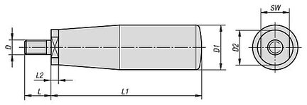 Rękojeść Cylindryczna obrotowy termoplast (06322-10270890) - Norelem