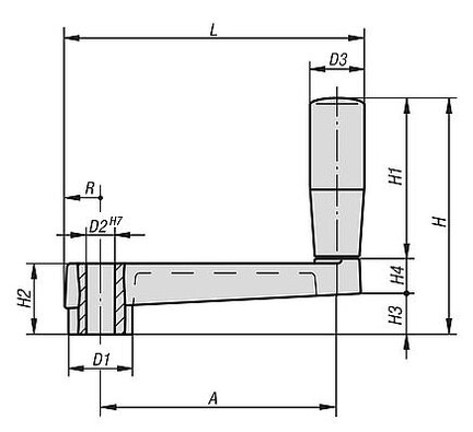 Korbka otwór pasowany aluminium czarny powleczony tworzywem sztucznym (06492-100) - Norelem